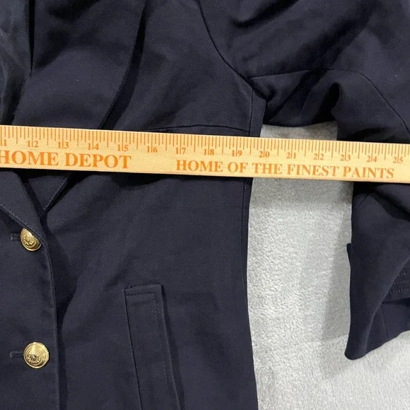 Zara Blazer Jacket Womens Large Double‎ Breasted Navy Blue Academia Gold